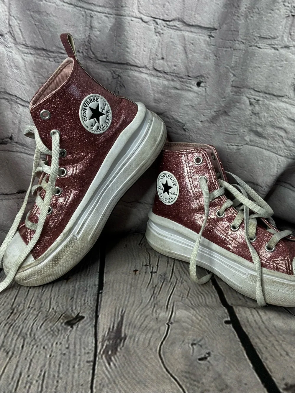 Converse Chuck Taylor All Star Move Platform Glitter Pink High Top Sneakers Sz 3